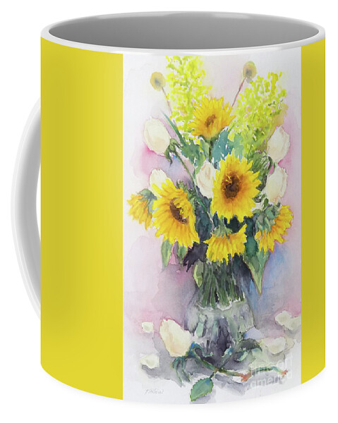 Sunflower Coffee Mug featuring the painting Sunflower-1 by Yoshiko Mishina