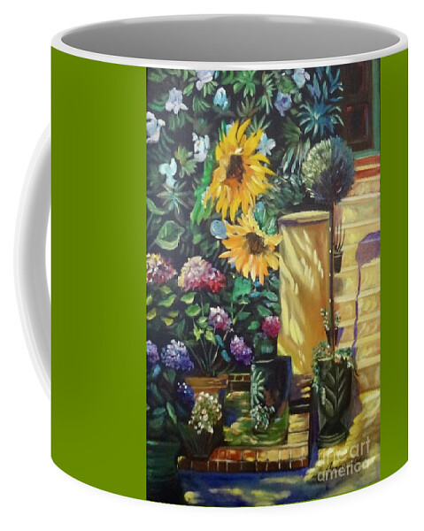 Floral Coffee Mug featuring the painting Sunflower Aloha by Jenny Lee