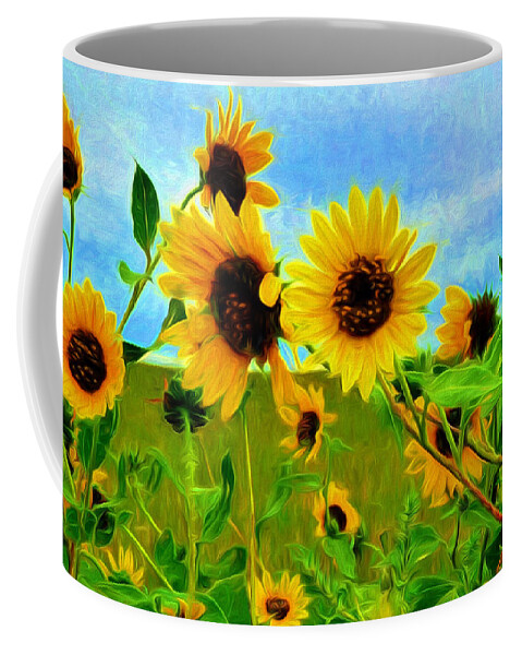 Best Coffee Mug featuring the painting Sunflower Along the Road by Mitchell R Grosky