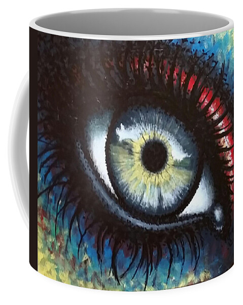Abstraction Coffee Mug featuring the painting Sunflower Eye by Matt Mercer