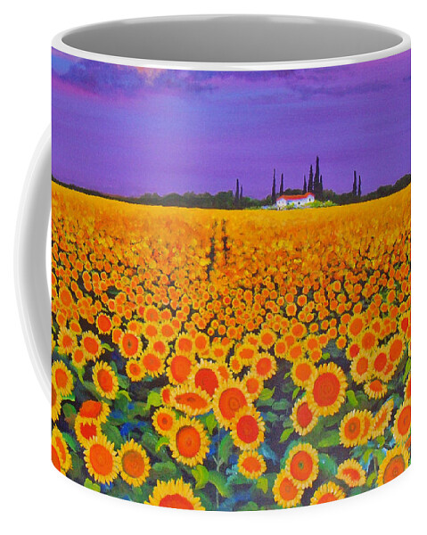 Sunflowers Coffee Mug featuring the painting Sunflower Field by Anne Marie Brown