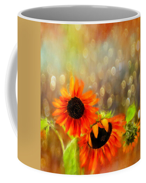 Floral Coffee Mug featuring the digital art Sunflower Rain by Sand And Chi
