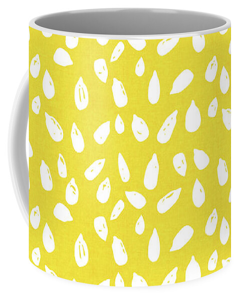 Yellow Coffee Mug featuring the mixed media Sunflower Seeds- Art by Linda Woods by Linda Woods