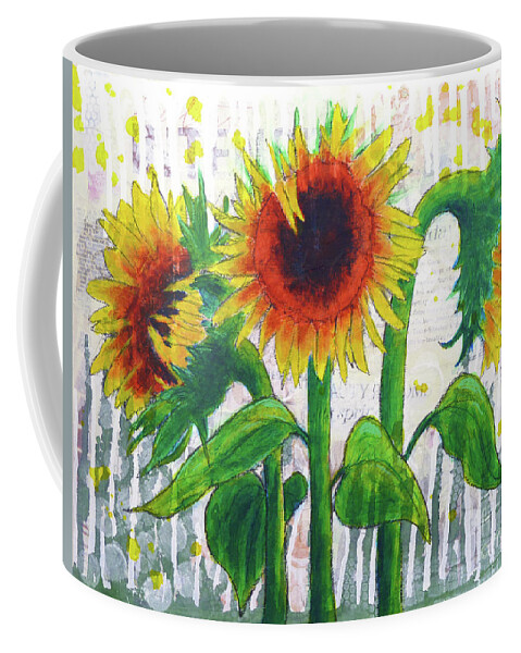 Sunflower Coffee Mug featuring the painting Sunflower Sonata by Lisa Crisman