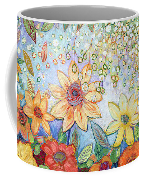 Abstract Coffee Mug featuring the painting Sunflower Tropics by Jennifer Lommers
