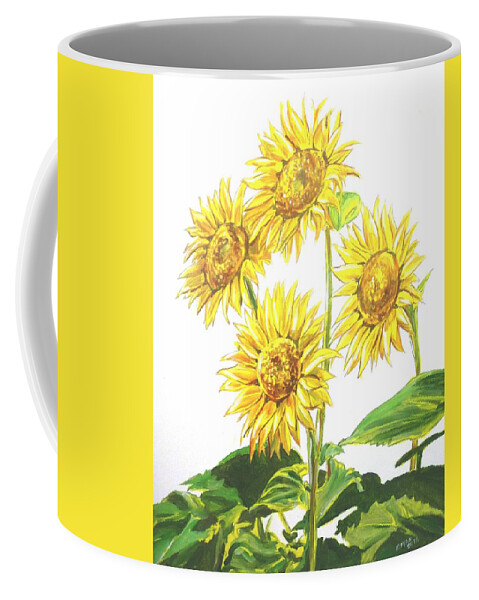 Flowers Coffee Mug featuring the painting Sunflowers by Bryan Bustard