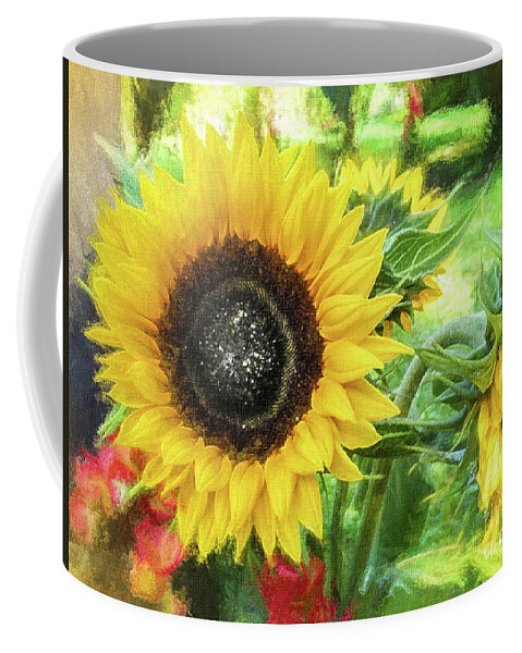 Mona Stut Coffee Mug featuring the digital art Yellow Sunflowers Flourish Visions of Summer by Mona Stut
