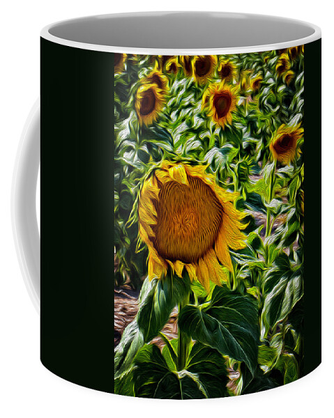 Country Coffee Mug featuring the painting Sunflowers Glaze by Michael Gross