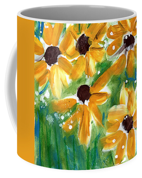 Sunflowers Coffee Mug featuring the painting Sunflowers by Linda Woods