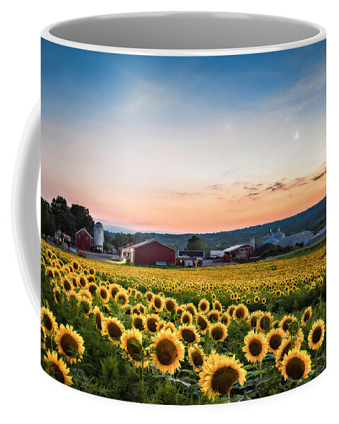 Brodhecker Farm Coffee Mug featuring the photograph Sunflowers, moon and stars by Eduard Moldoveanu
