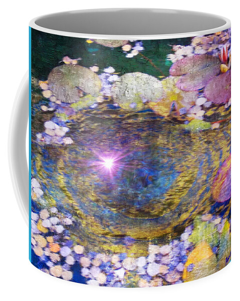 Pond Coffee Mug featuring the painting Sunglint on Autumn Lily Pond II by Anastasia Savage Ealy