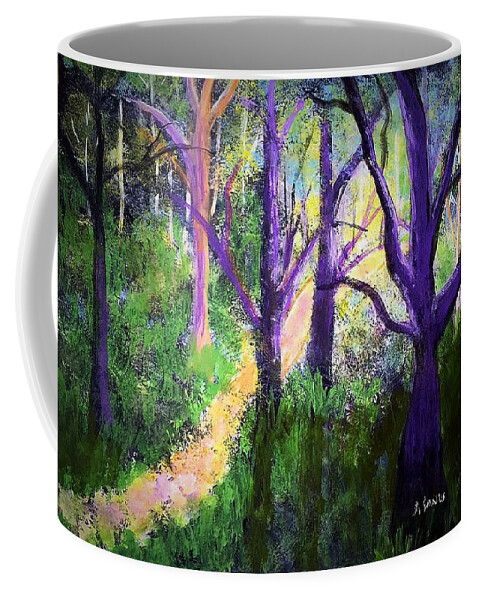 Sunlight Coffee Mug featuring the painting Sunlight in the Forest by Anne Sands