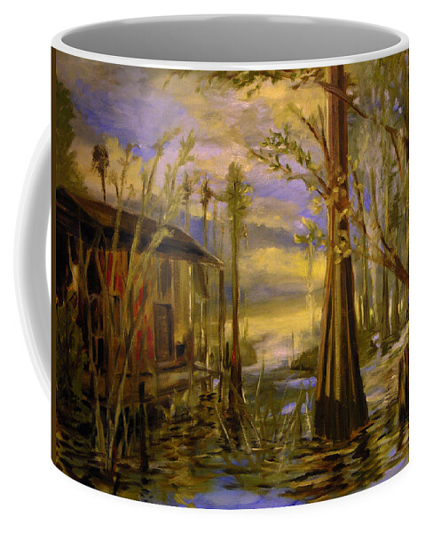Swamp Coffee Mug featuring the painting Sunlight on the swamp by Julianne Felton