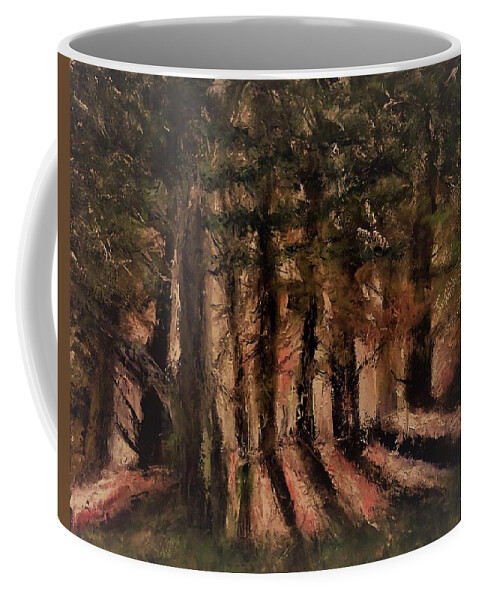 Trees Coffee Mug featuring the painting Sunlit Forest by Stephen King