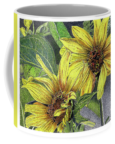 Sunflowers Coffee Mug featuring the mixed media Sunny Daze by Louise Howarth