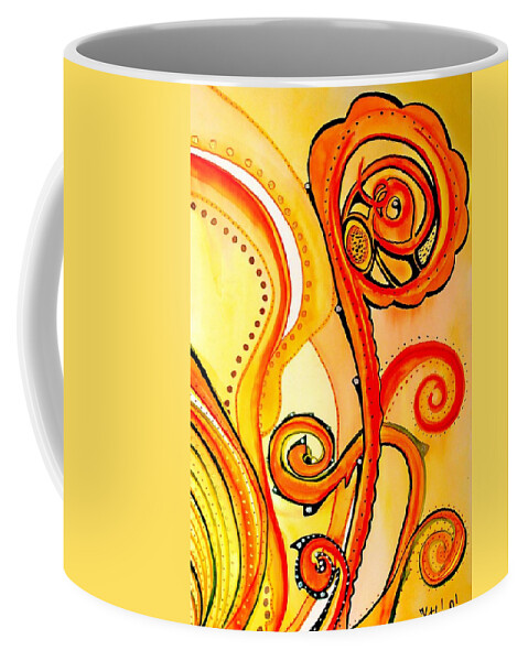 Sunny Coffee Mug featuring the painting Sunny Flower - Art by Dora Hathazi Mendes by Dora Hathazi Mendes