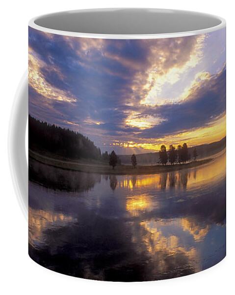 Yellowstone Coffee Mug featuring the photograph Sunrise and Storm in Yellowstone by Sandra Bronstein