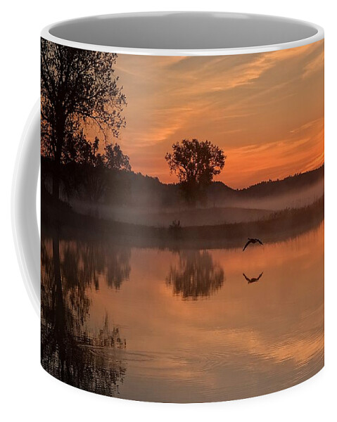 Sunrise Coffee Mug featuring the photograph Sunrise Goose by Fiskr Larsen
