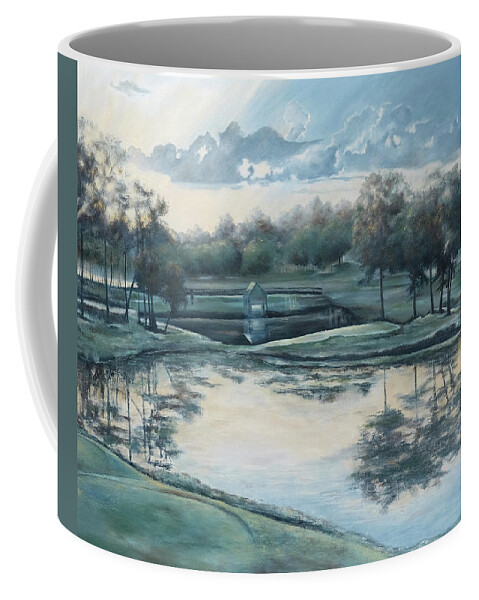 Landscape Coffee Mug featuring the painting Sunrise on 18 by Katrina Nixon