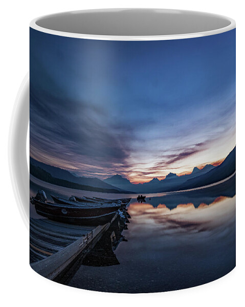 Glacier National Park Coffee Mug featuring the photograph Sunrise On McDonald Lake by Lon Dittrick