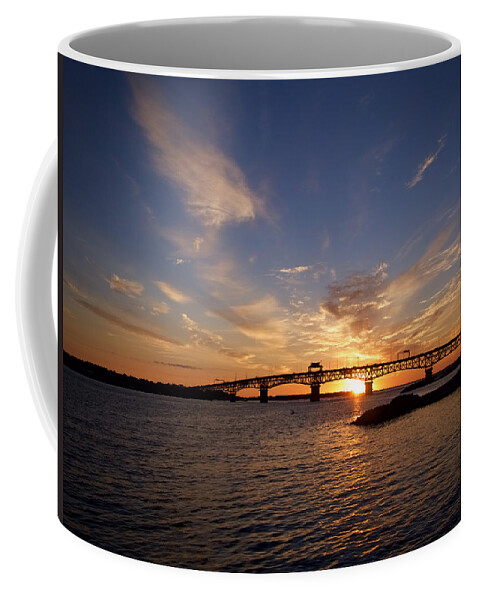 Coleman Bridge Coffee Mug featuring the photograph Sunrise on the York River by Rachel Morrison