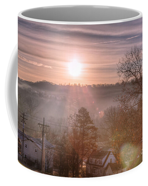 Scenic Coffee Mug featuring the photograph Sunrise over Hermann by Larry Braun