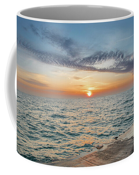 Adler Coffee Mug featuring the photograph Sunrise Over Lake Michigan by Peter Ciro