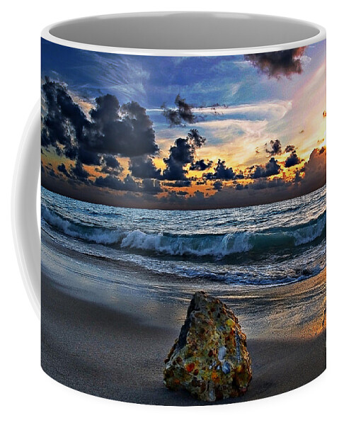 Beach Coffee Mug featuring the photograph Sunrise Seascape Wisdom Beach Florida C3 by Ricardos Creations