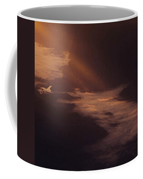 Airplanewindow Coffee Mug featuring the photograph Sunrise Shafts Of Light by Jerry Renville