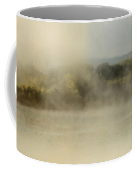 Jai Johnson Coffee Mug featuring the painting Sunrise Through The Fog by Jai Johnson