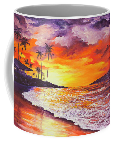 Darice Coffee Mug featuring the painting Sunset At Kapalua Bay by Darice Machel McGuire