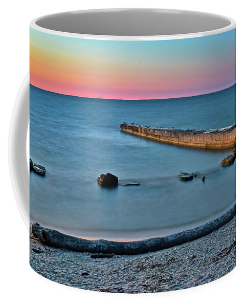 Cleveland Coffee Mug featuring the photograph Sunset Beach on Lake Erie by Frozen in Time Fine Art Photography