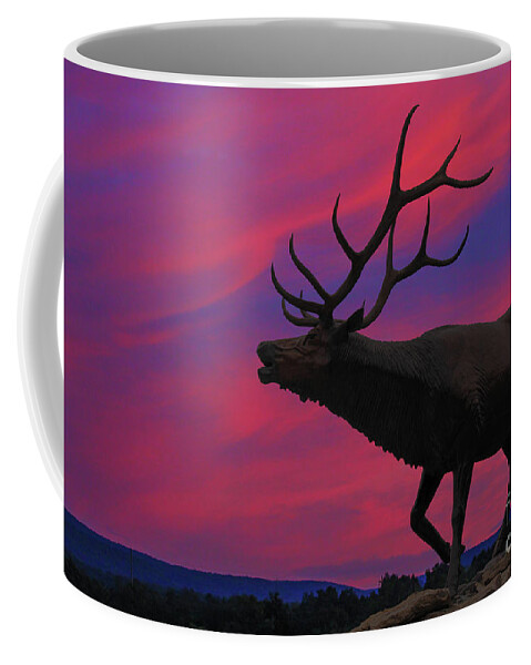 Sunset Elk Coffee Mug featuring the digital art Sunset Elk by Randy Steele
