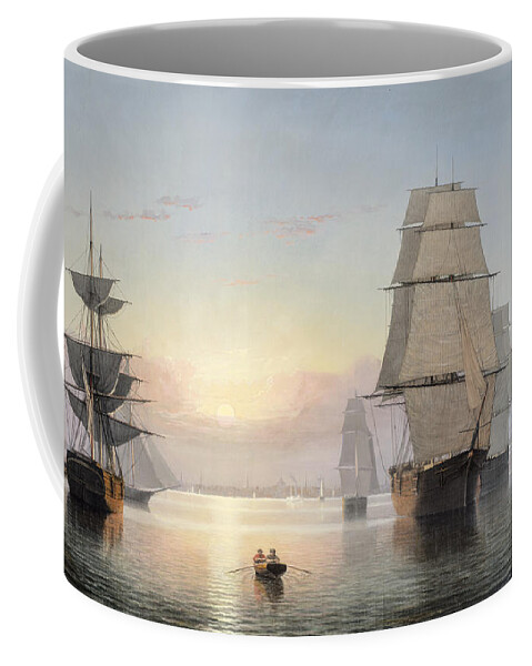 Boston Harbor Coffee Mug featuring the painting Sunset by Fitz Henry