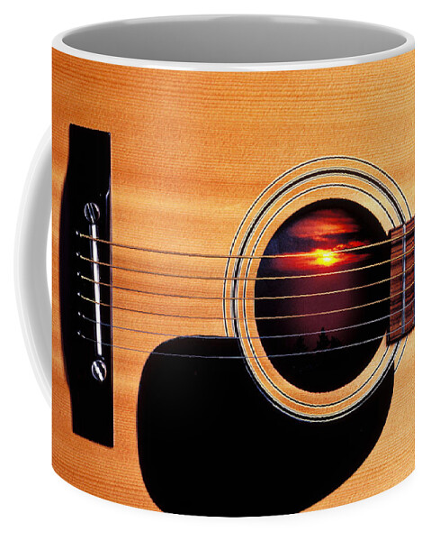 Guitar Coffee Mug featuring the photograph Sunset in guitar by Garry Gay