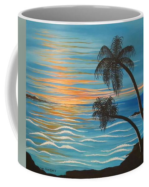 Paradise Coffee Mug featuring the painting Sunset In Paradise by Carol Sabo