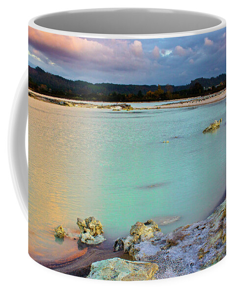 Landscape Coffee Mug featuring the photograph Sunset in Rotorua New Zealand by Venetia Featherstone-Witty