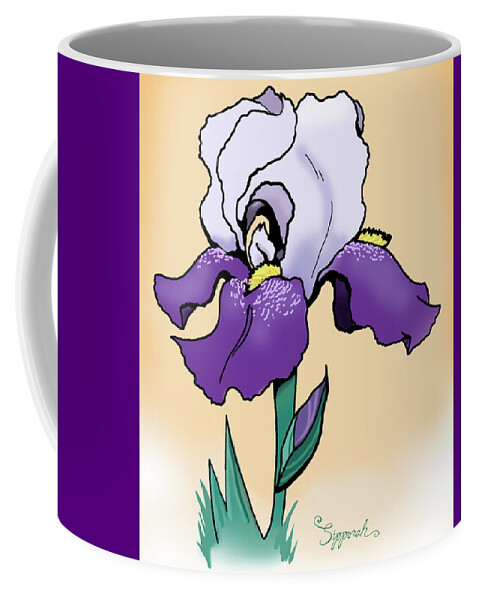 Iris Coffee Mug featuring the digital art Sunset Iris by Sipporah Art and Illustration