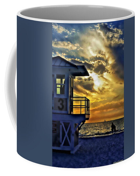 Sunset Coffee Mug featuring the photograph Sunset Lifeguard Station 3 by Stoney Lawrentz