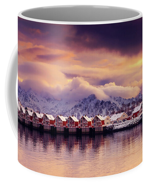 Sunset Coffee Mug featuring the photograph Sunset on Svolvaer by Philippe Sainte-Laudy