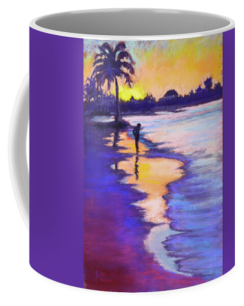 Sunset Coffee Mug featuring the painting Sunset on the Beach by Lisa Crisman