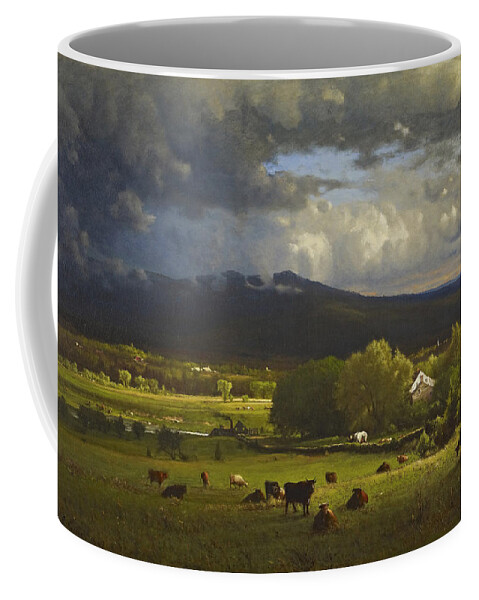 Sunset On The River By George Inness Coffee Mug featuring the painting Sunset on the River by George Inness