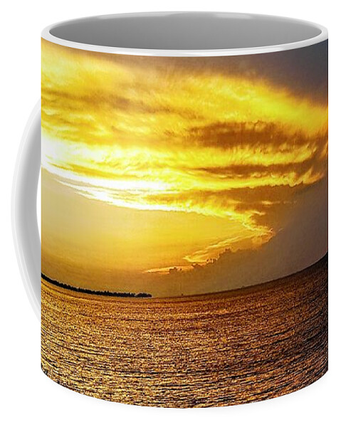 Sunset Coffee Mug featuring the digital art Sunset Over Mobile Bay by Rachel Hannah