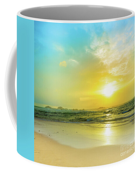 Sunset Coffee Mug featuring the photograph Sunset over the sea by MotHaiBaPhoto Prints