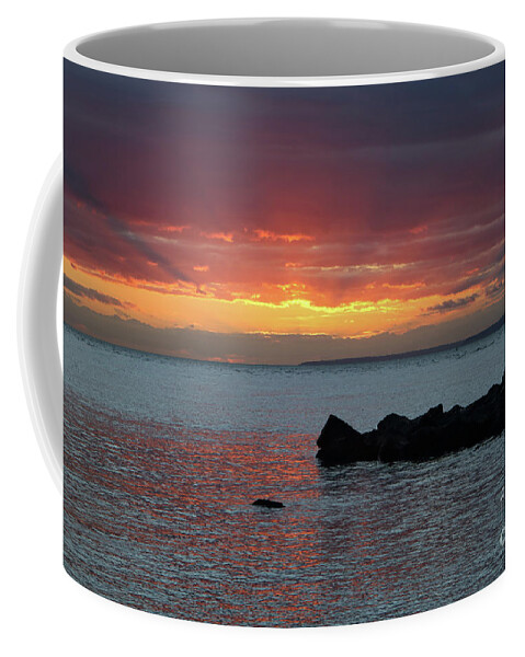 Sunset Coffee Mug featuring the photograph Sunset over the solent Hampshire England UK by Julia Gavin