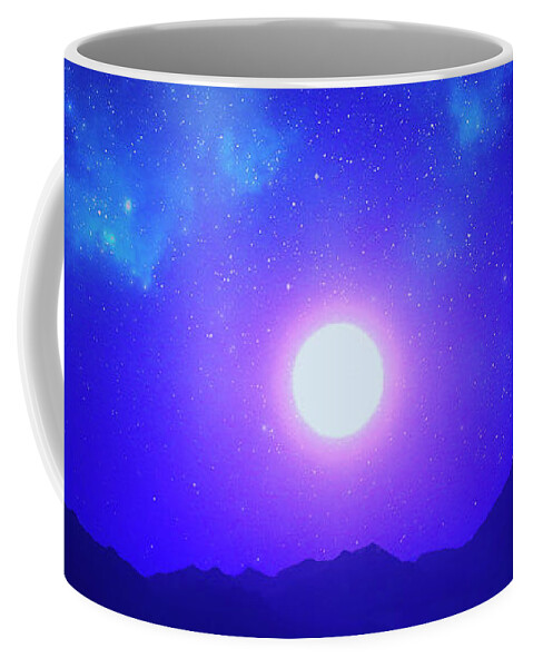 Blue Coffee Mug featuring the photograph Sunset Photoart In Blue by Johanna Hurmerinta
