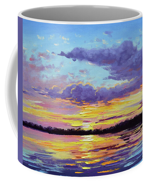 Sunset Clouds Coffee Mug featuring the painting Sunset reflections by Graham Gercken