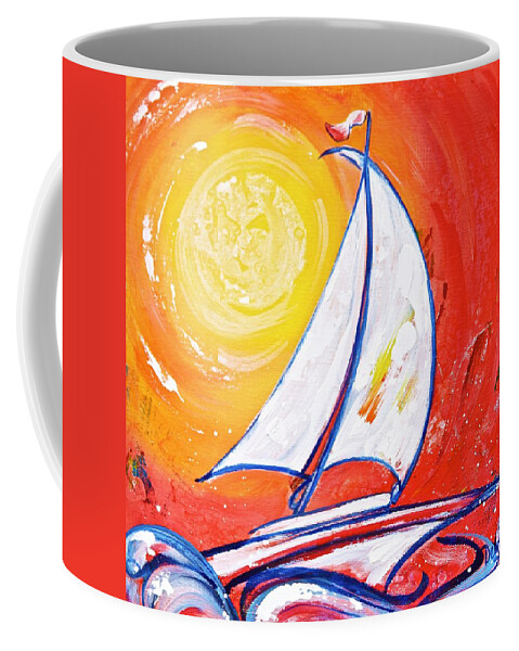 Sunset Sail Coffee Mug featuring the painting Sunset Sail by Debi Starr