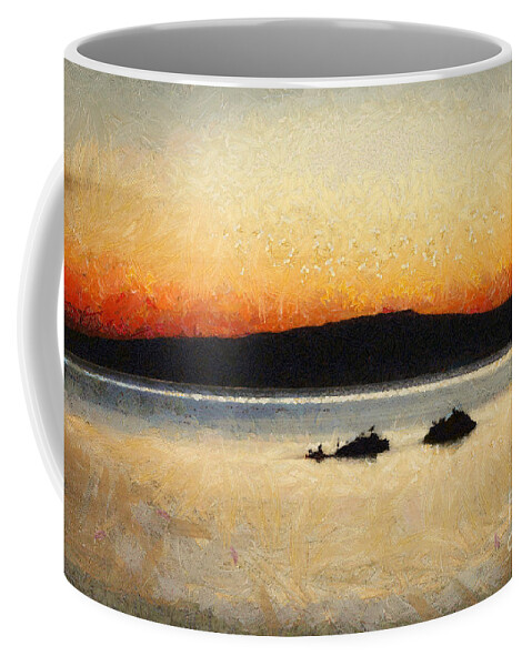 Art Coffee Mug featuring the painting Sunset Seascape by Dimitar Hristov