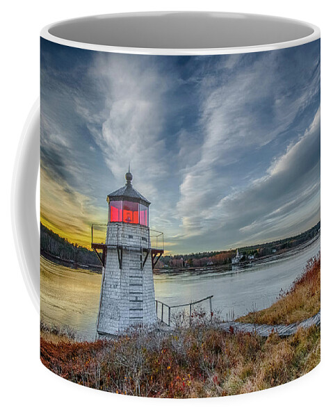 Lighthouse Coffee Mug featuring the photograph Sunset, Squirrel Point Lighthouse by Gary Shepard